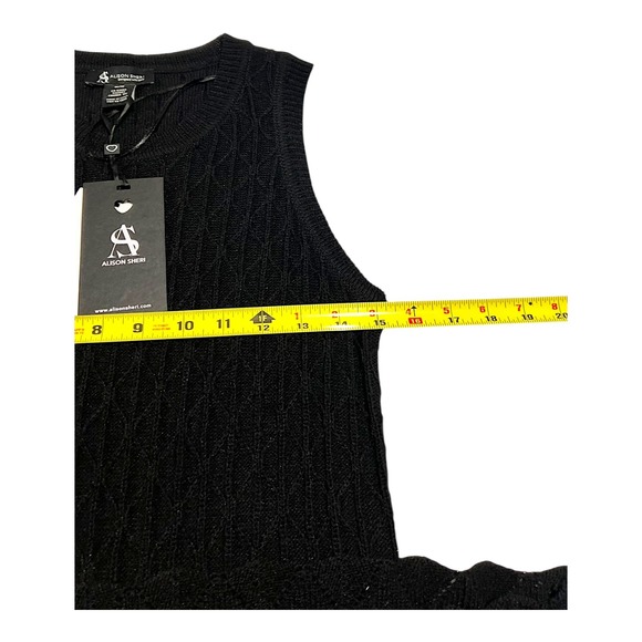 NWT Alison Sheri Black Knit Sleeveless Maxi Sweater Dress Womens Medium - Picture 8 of 13